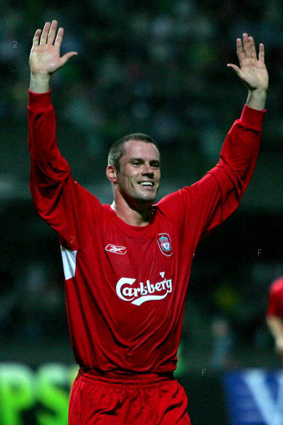 Jamie Carragher of Livepool celebrates his goal against FBK Kaunas.jpg